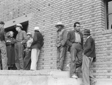Mexicans, field laborers, on strike in cotton picking season, Bakersfield, California, 1938. Creator: Dorothea Lange