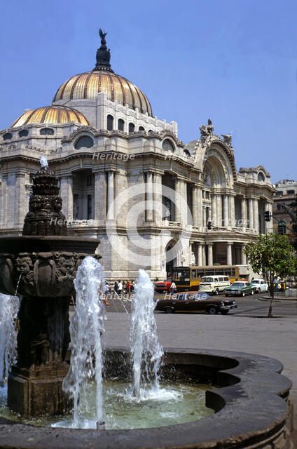 Mexico City, Palace of Fine Arts, built between 1910 and 1934 in white marble by Italian architec…