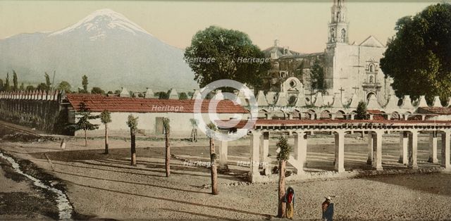 Mexico, Popocatapetl [sic] from plaza, Amecameca, between 1884 and 1900. Creator: William H. Jackson.