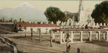 Mexico, Popocatapetl [sic] from plaza, Amecameca, between 1884 and 1900. Creator: William H. Jackson