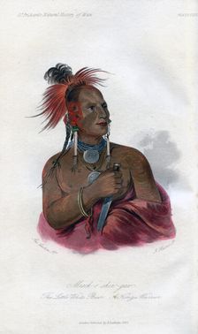 Meach-o-shin-gaw, The Little White Bear, A Konza Warrior 1848. Artist: Harris