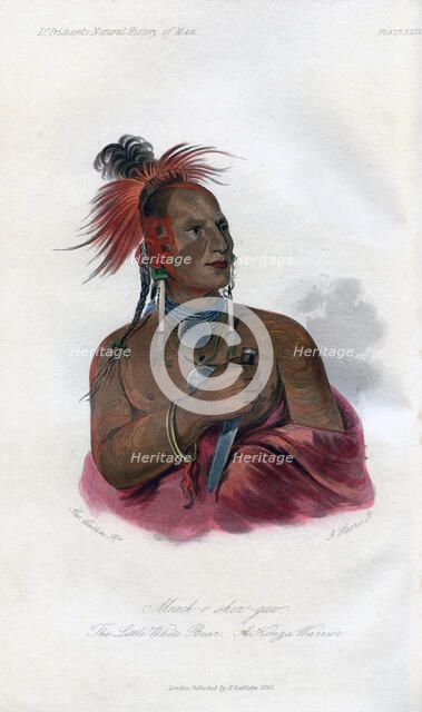 'Meach-o-shin-gaw, The Little White Bear, A Konza Warrior', 1848. Artist: Harris