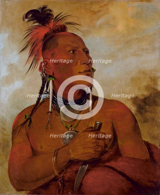 Meach-o-shín-gaw, Little White Bear, a Distinguished Brave, 1832. Creator: George Catlin.