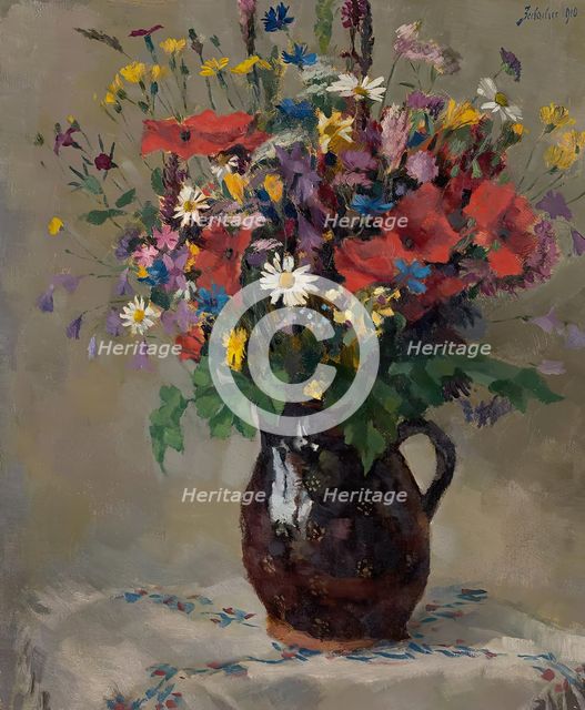 Meadow flowers in jug, 1910. Creator: Ferdinand Matthias Zerlacher.