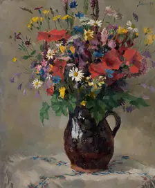 Meadow flowers in jug, 1910. Creator: Ferdinand Matthias Zerlacher