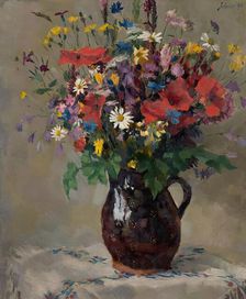 Meadow flowers in jug, 1910. Creator: Ferdinand Matthias Zerlacher