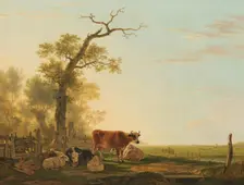 Meadow Landscape with Animals, 1800-1815. Creator: Jacob van Strij