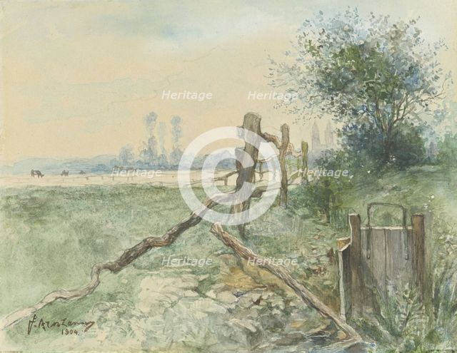 Meadow landscape with canal, 1904. Creator: Floris Arntzenius.