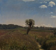 Meadow with a Solitary Willow, 1851. Creator: Peter Christian Thamsen Skovgaard