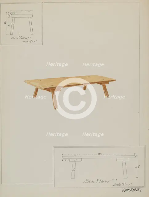 Meal Bench, c. 1937. Creator: George Fairbanks.