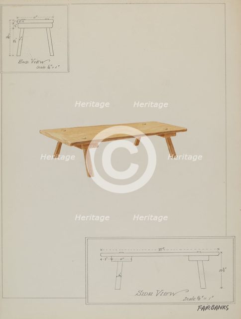 Meal Bench, c. 1937. Creator: George Fairbanks.