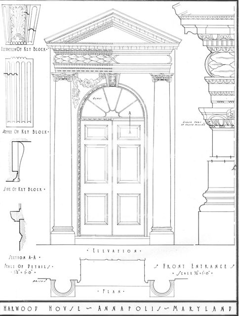 Measured drawing, Harwood House, Annapolis, Maryland, 1922. Artist: J Frederick Kelly.