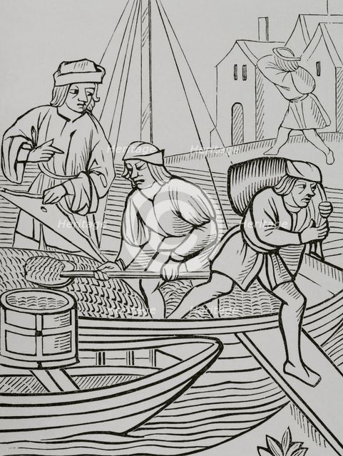 Measuring of salt, Paris, France, 1500, (1878). Creator: Unknown.