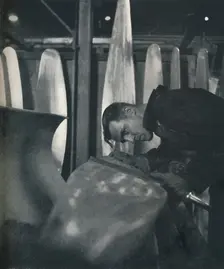 Measuring airscrew blades 1941. Artist: Cecil Beaton