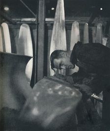 Measuring airscrew blades 1941. Artist: Cecil Beaton