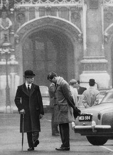 Measuring for the state funeral procession of Sir Winston Churchill, Parliament Yard, London, 1965