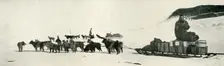 Meares and Demetri with Their Dog Teams Leaving Hut Point c1911, (1913). Artist: Herbert Ponting
