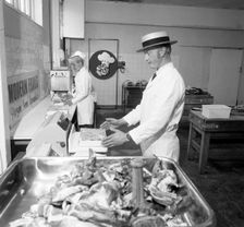 Meat packing at a South Yorkshire meat processing company, 1972. Creator: Michael Walters