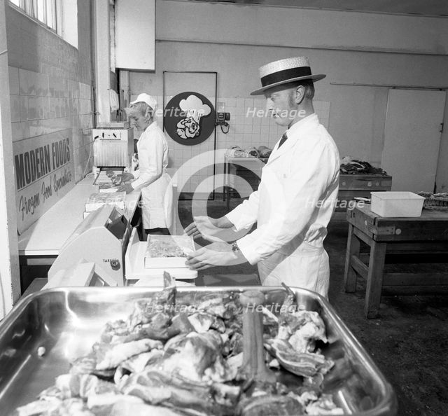 Meat packing at a South Yorkshire meat processing company, 1972. Creator: Michael Walters.