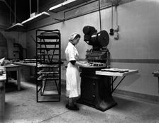 Meat pie production, Rawmarsh, South Yorkshire, 1959. Creator: Michael Walters