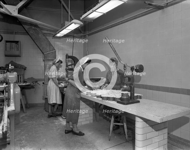Meat pie production, Rawmarsh, South Yorkshire, 1959.  Creator: Michael Walters.