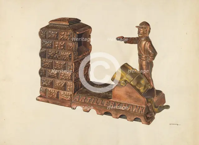 Mechanical Artillery Bank, c. 1940. Creator: Alf Bruseth.