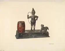 Mechanical Bank: Jumping Dog, c. 1937. Creator: Edward W. Buechner