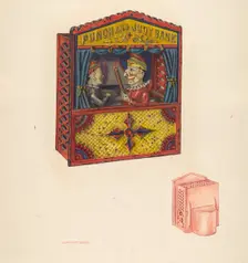 Mechanical Bank: Punch and Judy, c. 1941. Creator: Dorothea Bates