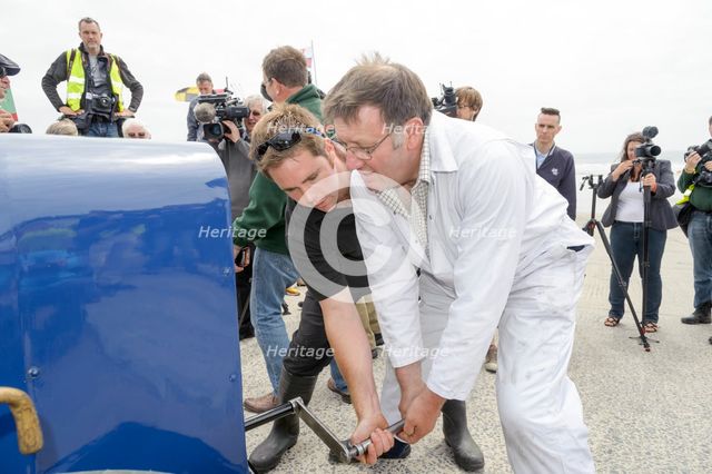 Mechanics starting Sunbeam 350hp July 2015, Pendine. Creator: Unknown.