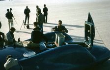 Mechanics working on Bluebird CN7 at lake Eyre for World Land speed record attempt, 1964. Creator: Unknown