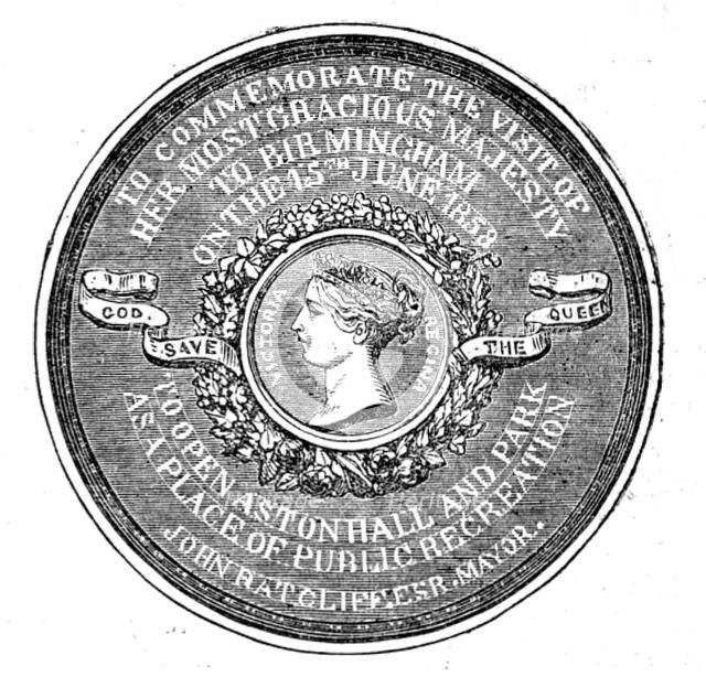 Medal Commemorative of the Opening of Aston Park and Hall by Her Majesty, 1858. Creator: Unknown.