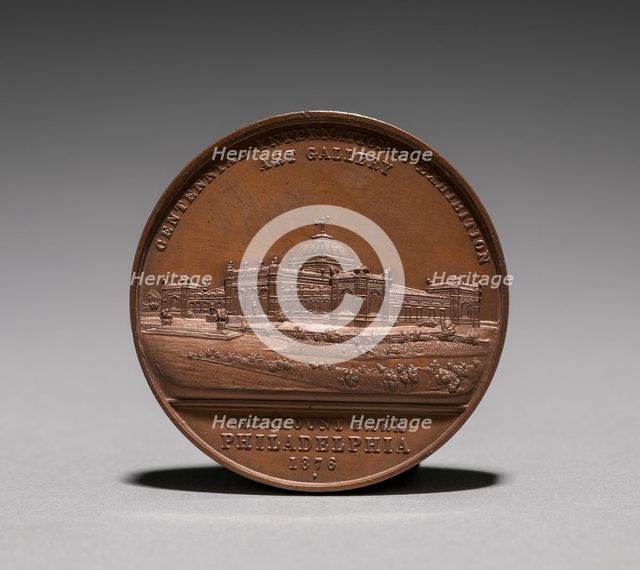 Medal: Commemorating the Centennial International Exhibition, 1876 (obverse), 1876. Creator: Unknown.