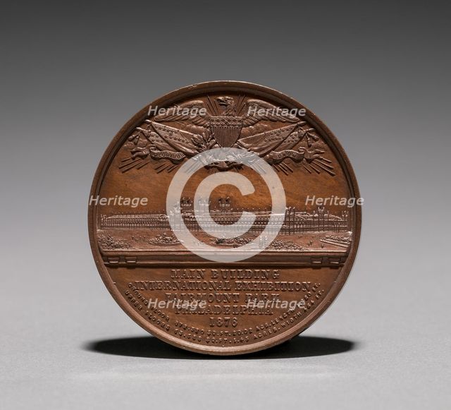 Medal: Commemorating the Centennial International Exhibition, 1876 (reverse), 1876. Creator: Unknown.