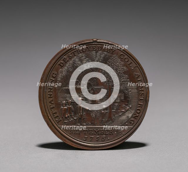Medal: Commemorating the Destruction of Kittanning..., 8 September 1756 (reverse), 1756. Creator: Unknown.