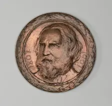 Medal commemorating Henry Wadsworth Longfellow, c. 1882. Creator: Bela Lyon Pratt