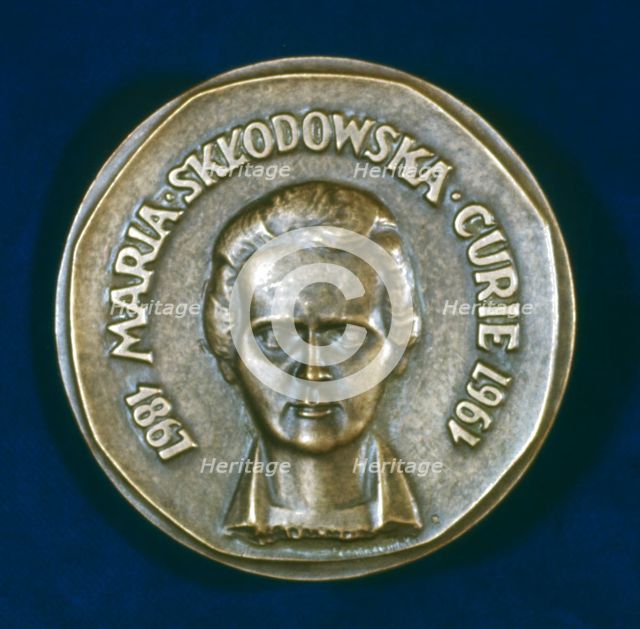 Medal commemorating Marie Sklodowska Curie, Polish-born French physicist, 1967. Artist: Unknown