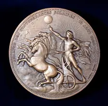 Medal commemorating Pierre Janssen and Norman Lockyer, French and English astronomers, 1868. Creator: Unknown