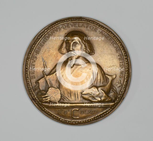 Medal commemorating Saint Brendan, Discoverer, c. 1869. Creator: J. K. Davison.