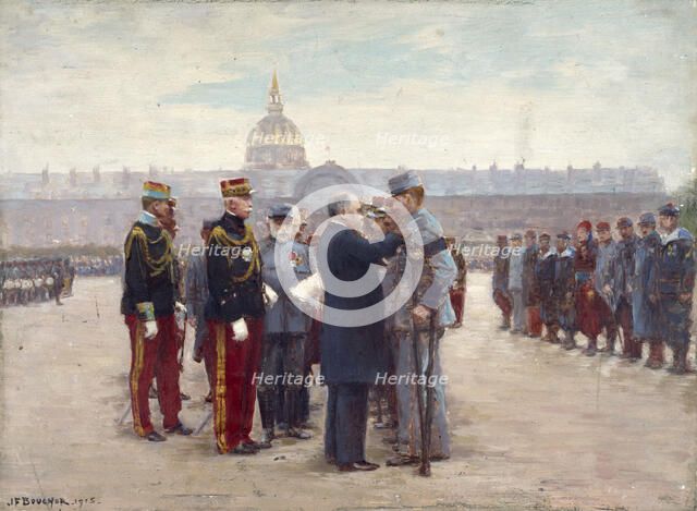 Medal ceremony on the Esplanade des Invalides by President Poincare, September 17, 1915. Creator: Joseph Felix Bouchor.