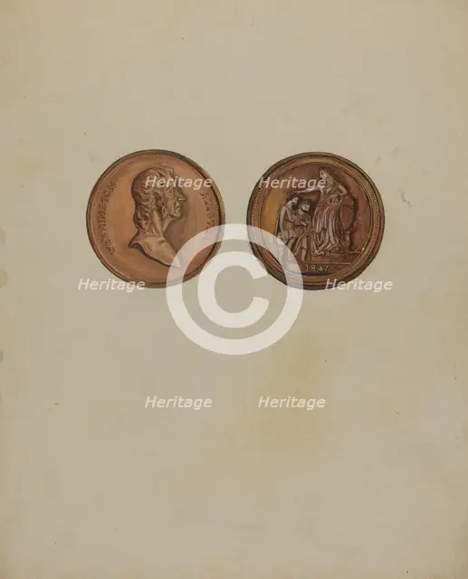 Medal (Bronze), c. 1936. Creators: Vincent Murphy, Florence Stevenson.
