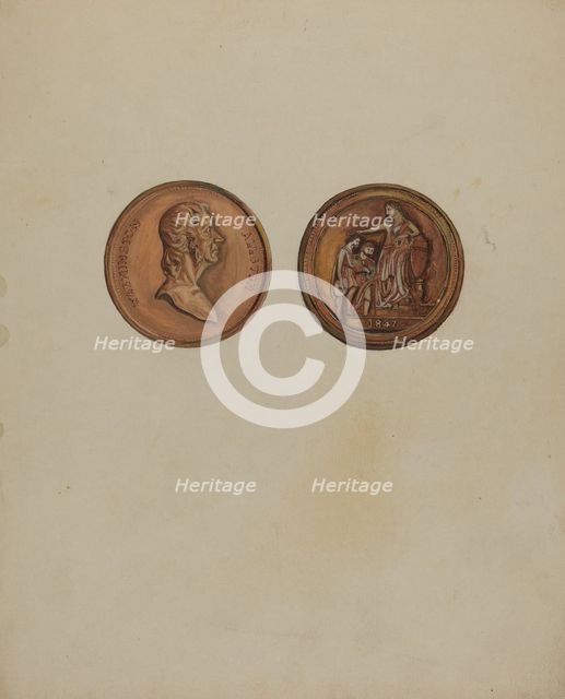 Medal (Bronze), c. 1936. Creators: Vincent Murphy, Florence Stevenson.