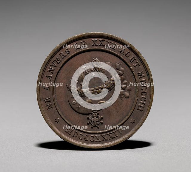 Medal: Gustaf Wappers (reverse), 1800s. Creator: Unknown.