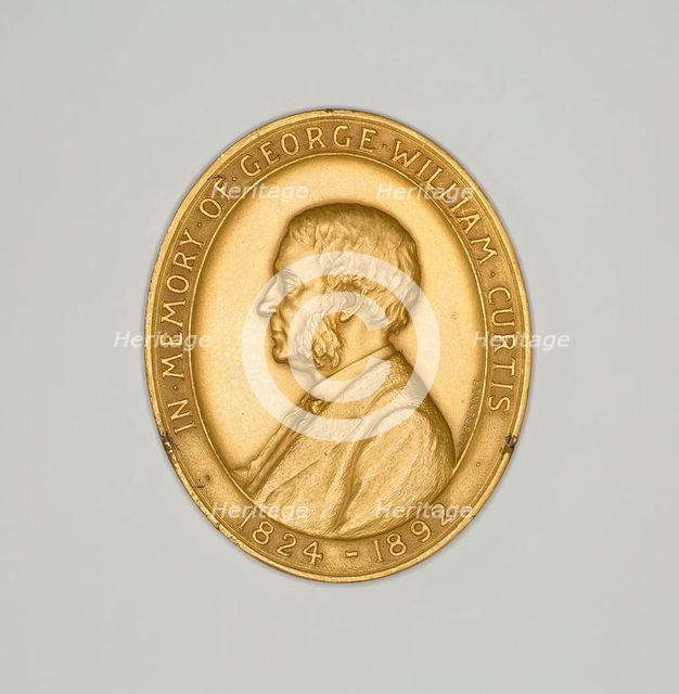 Medal Depicting George William Curtis, 1892/1908. Creator: Victor David Brenner.