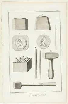 Medal Engraving, from Encyclopédie, 1762/77. Creator: A. J. Defehrt