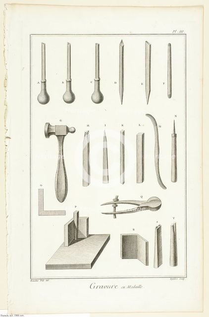 Medal Engraving, from Encyclopédie, 1762/77. Creator: A. J. Defehrt.