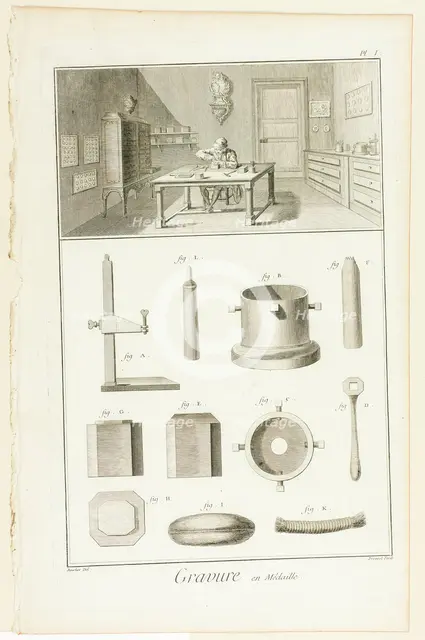 Medal Engraving, from Encyclopédie, 1762/77. Creator: Benoit-Louis Prevost.