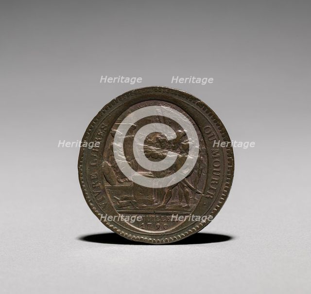 Medal: Five Sols issued by Monneron Brothers, Paris, 1792. Creator: Jules Dupré (French, 1811-1889).