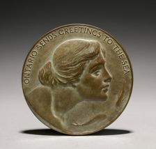 Medal: Ontario Sends Greetings to the Sea (obverse), 1800s-1900s. Creator: Lorado Taft (American, 1860-1936)