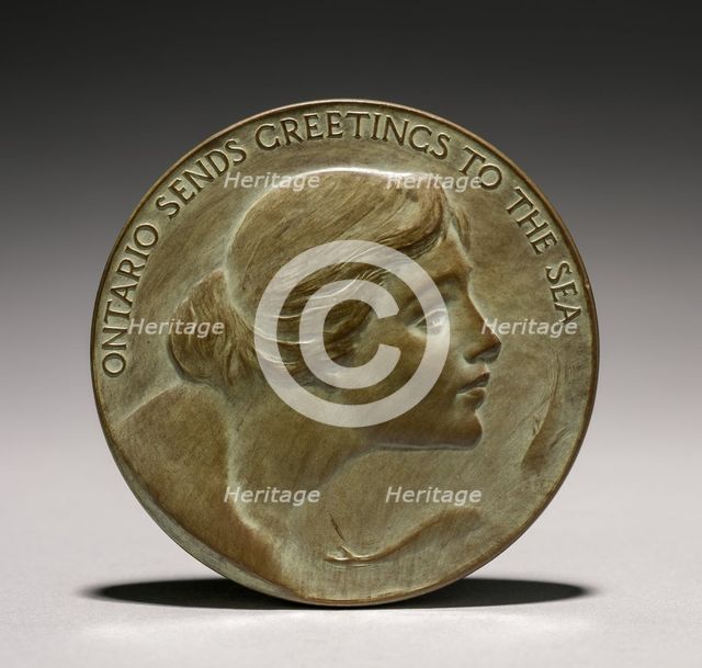 Medal: Ontario Sends Greetings to the Sea (obverse), 1800s-1900s. Creator: Lorado Taft (American, 1860-1936).