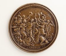 Medal of Francesco Redi: Bacchic Scene (image 2 of 2), 1684. Creator: Massimiliano Soldani